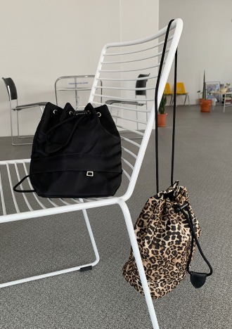 string bucket bag (black,leopard)