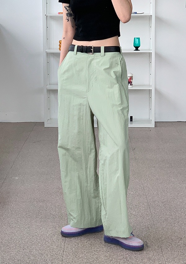 button nylon pants (3color)